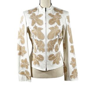 BIANCA NYGARD white ivory / tan Denim jacket / blazer